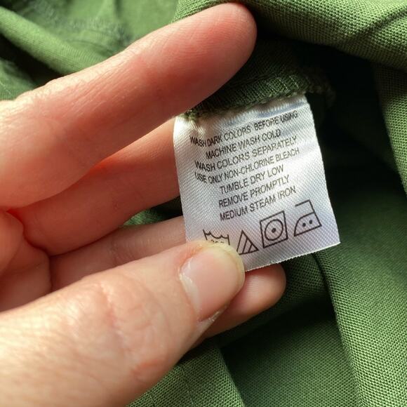 Jessica London BOHO Cottagecore Green Pull On Travel Stretch Pants Size 28P - Picture 7 of 7